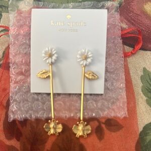 Kate Spade Gold and White Floral Earrings